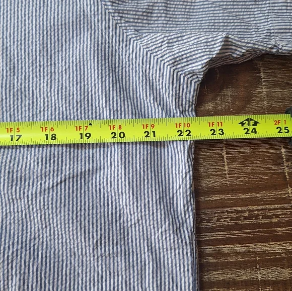 Polo Ralph Lauren Mens Blue White Striped Seersucker Short Sleeve Shirt Large - Picture 7 of 7
